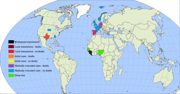 Ebola world map