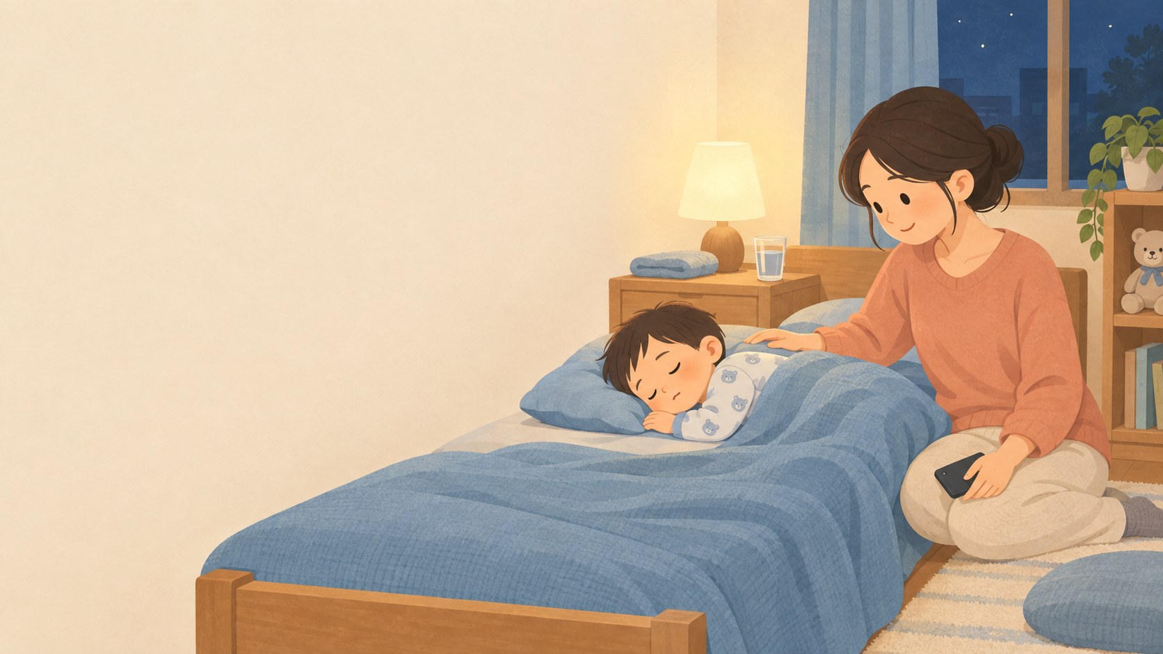 孩子發燒抽搐後側躺休息，媽媽守在床邊：流感與熱痙攣的當下處理