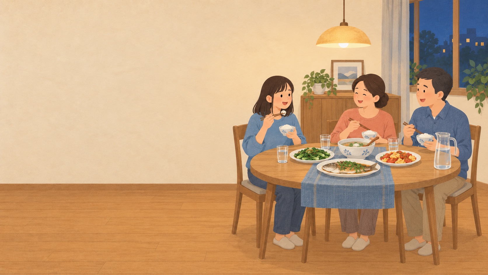 青少年和爸媽圍著餐桌吃家常晚餐：不吃晚餐減肥，沒有比好好吃三餐更好
